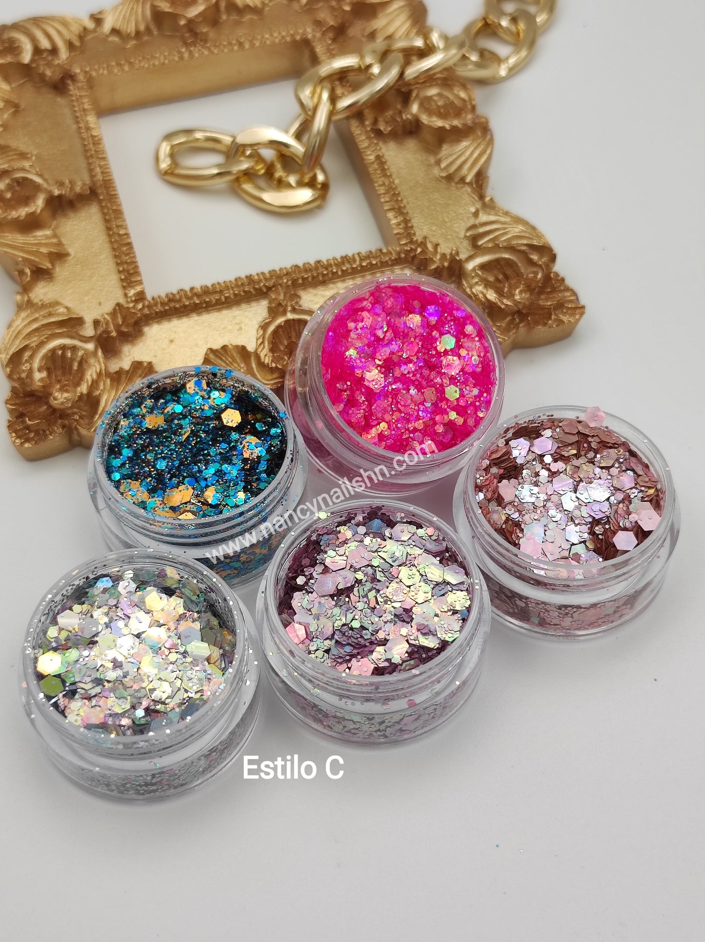Glitter o escarcha en set,5 opciónes diferentes