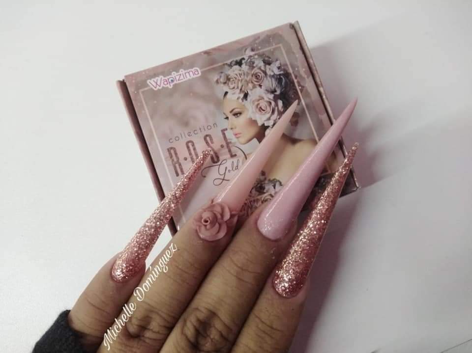 Acrílico wapizima colección Rose gold