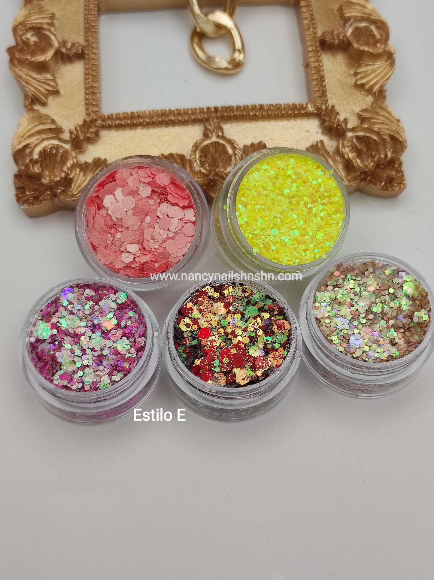 Glitter o escarcha en set,5 opciónes diferentes