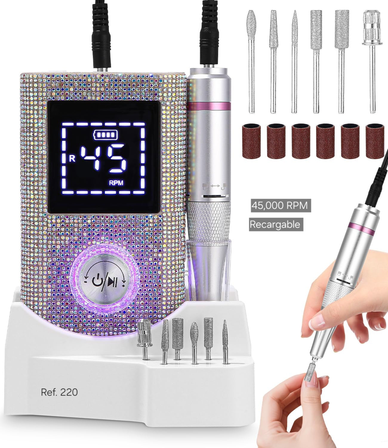 Drill recargable con cristales