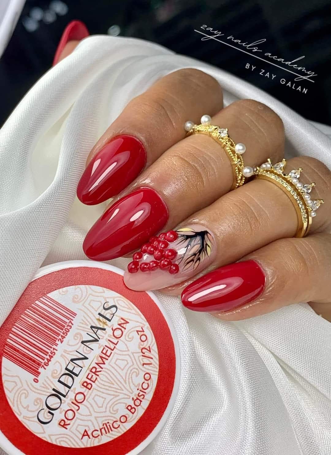 Acrílico Golden Nails Rojo Bermellón 1/2 oz