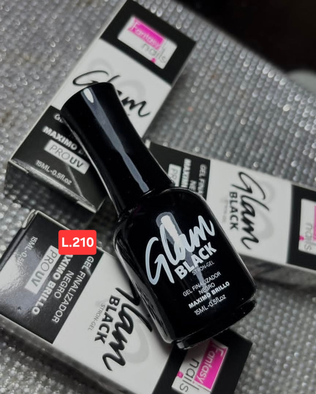 Top coat glam clear y negro de fantasy