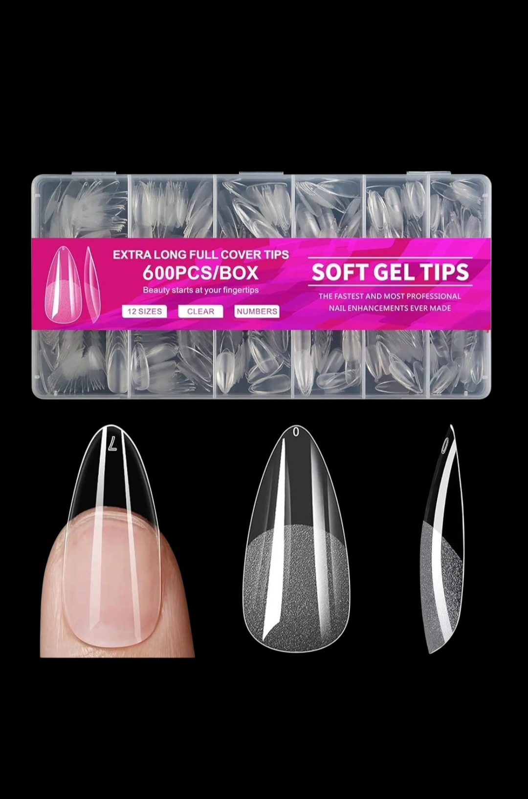 Tips soft gel 600 pzs 6 estilos disponibles Reestok