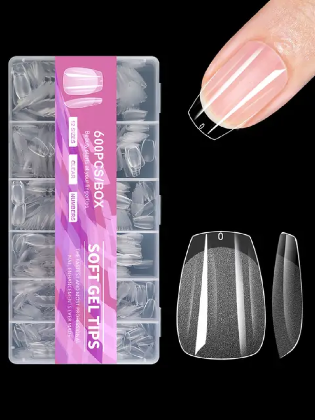 Tips soft gel 600 pzs 6 estilos disponibles Reestok