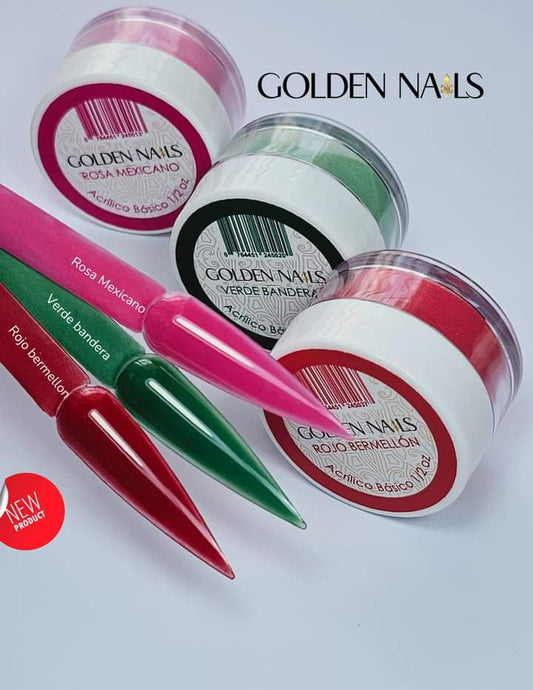 Acrilicos 17 colores en  1/2 onza Golden Nails